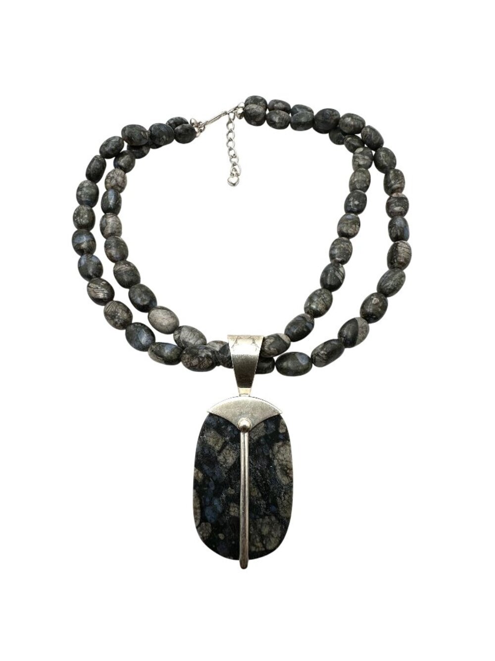 Jay King Necklace Mine Finds Gemstone Blue Grey Sterling Silver Necklace 18"